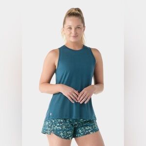 SMARTWOOL Teal Active Mesh High Neck Tank Twilight Blue Size XS merino wool